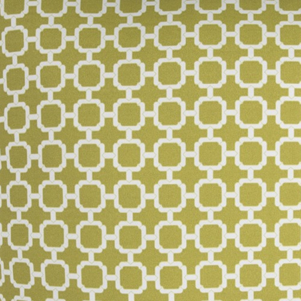22" Green and White Quatrefoil Indoor/Outdoor Patio Throw Pillow