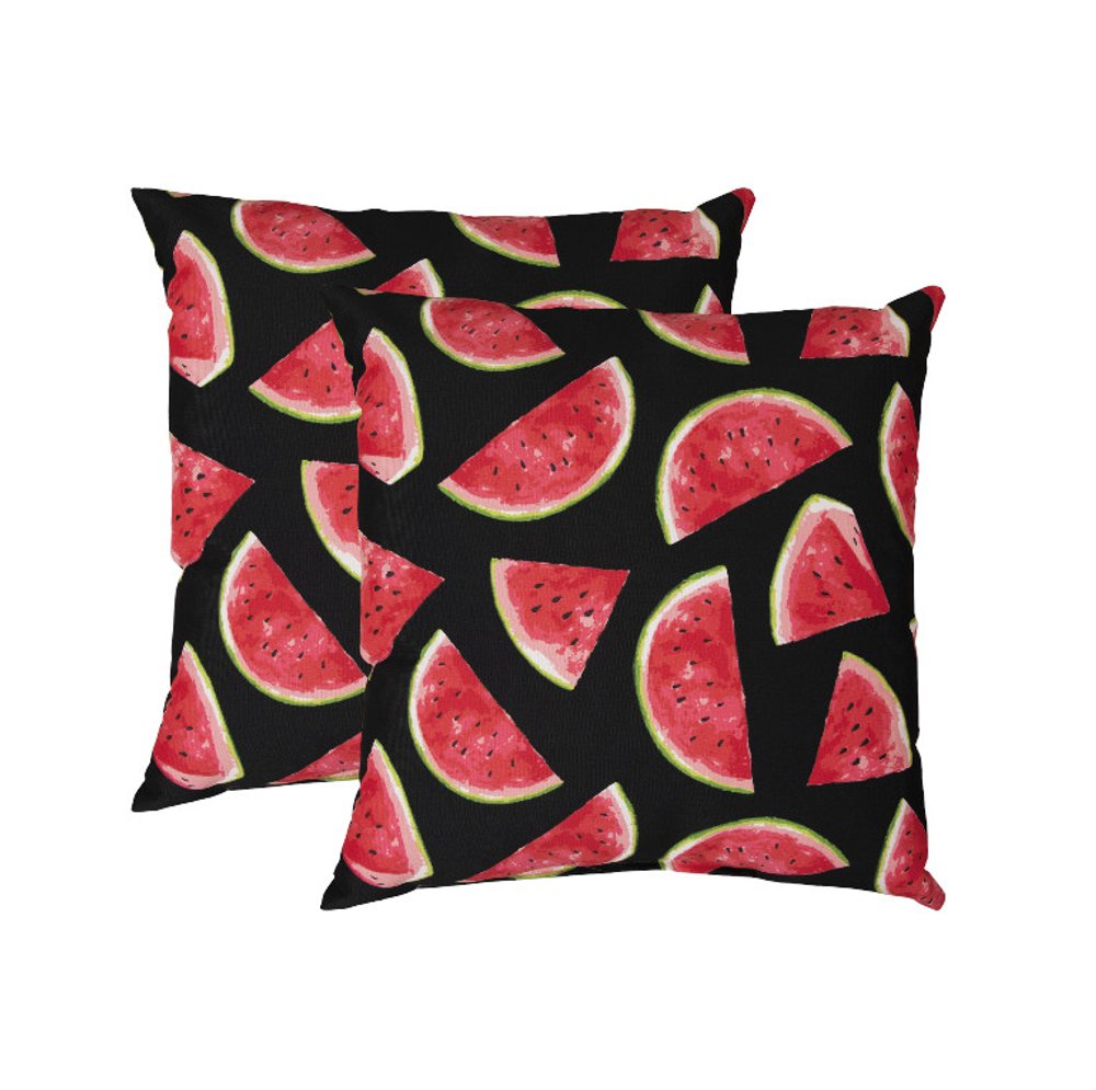 22" Black & Red Watermelon Indoor/Outdoor Patio Throw Pillow