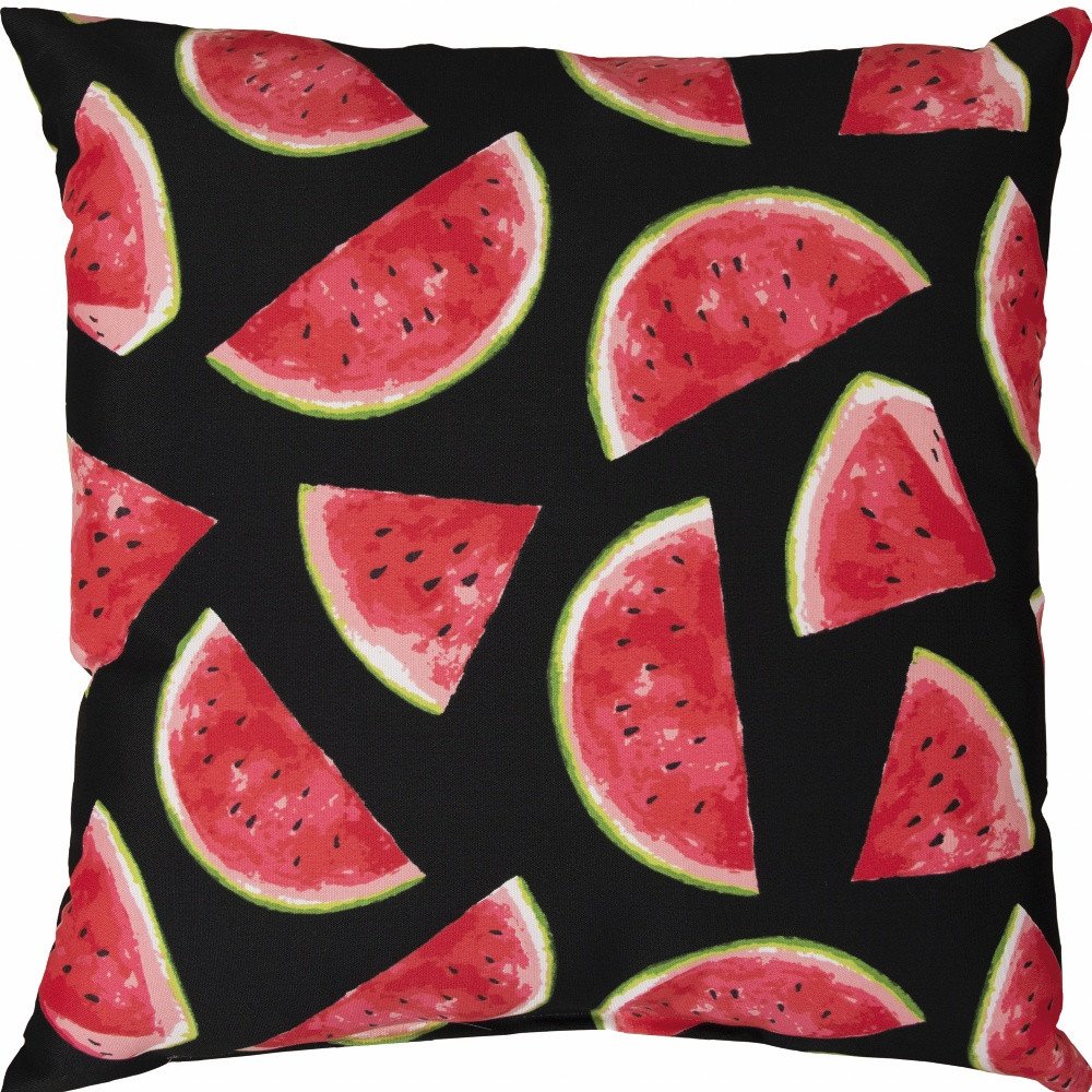 22" Black & Red Watermelon Indoor/Outdoor Patio Throw Pillow