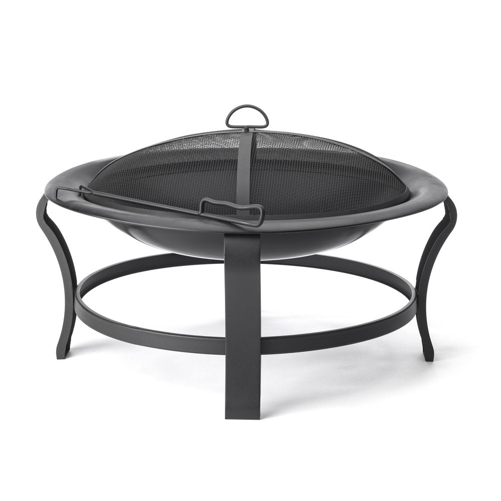 Black Steel Round Wood Burning Outdoor Fire Pit