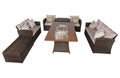 7-Piece Brown and Gray Wicker Outdoor Patio Sectional Conversation Set with Fire Pit & Table