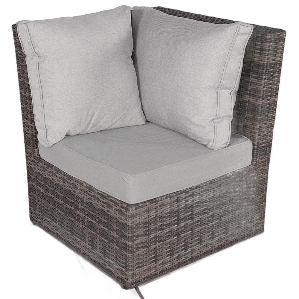 7-Piece Gray Wicker Upholstered Cushions Outdoor Patio Sectional Conversation Set with Fire Pit & Table
