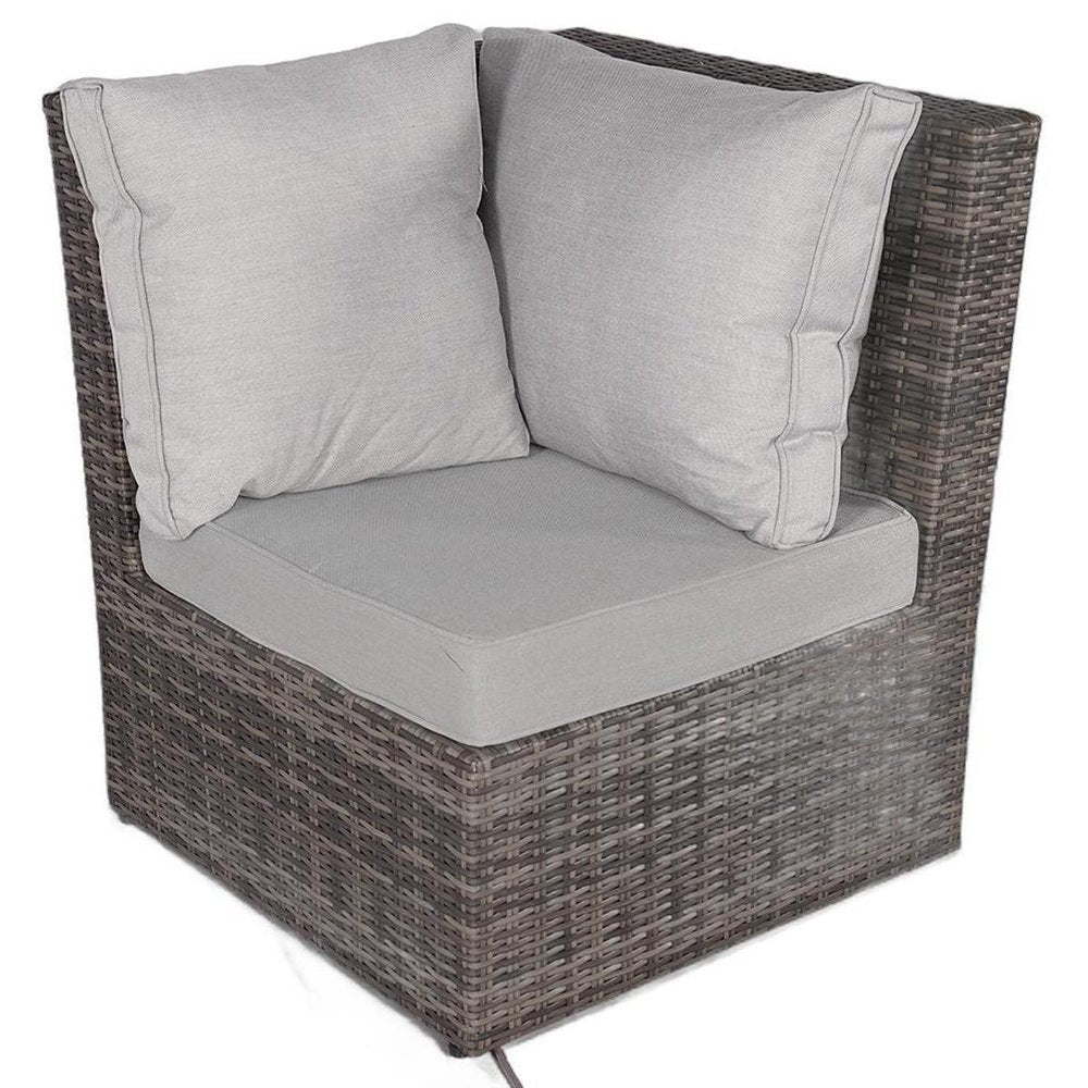 7-Piece Gray Wicker Upholstered Cushions Outdoor Patio Sectional Conversation Set with Fire Pit & Table