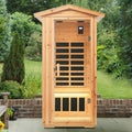 1-Person Far-Infrared Outdoor Sauna - Fir Wood Backyard Sauna