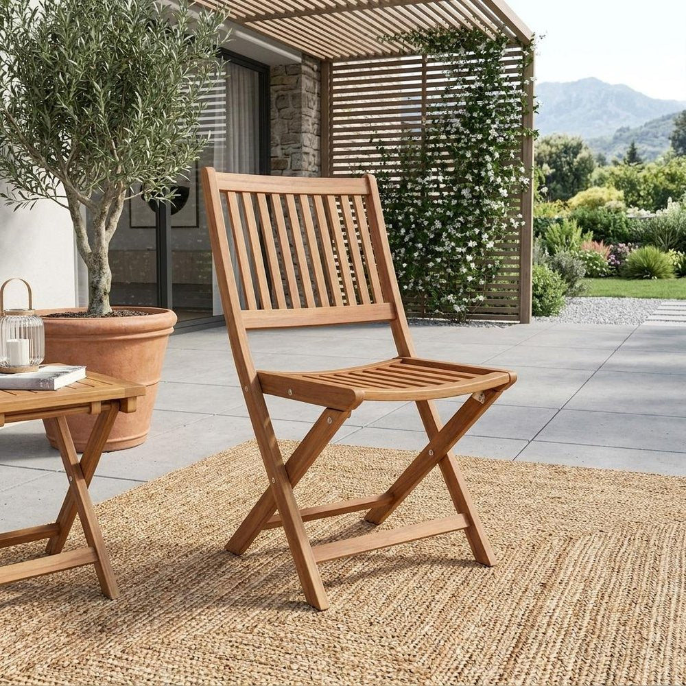 24" Brown Solid Wood Indoor/Outdoor Patio Deck Chair