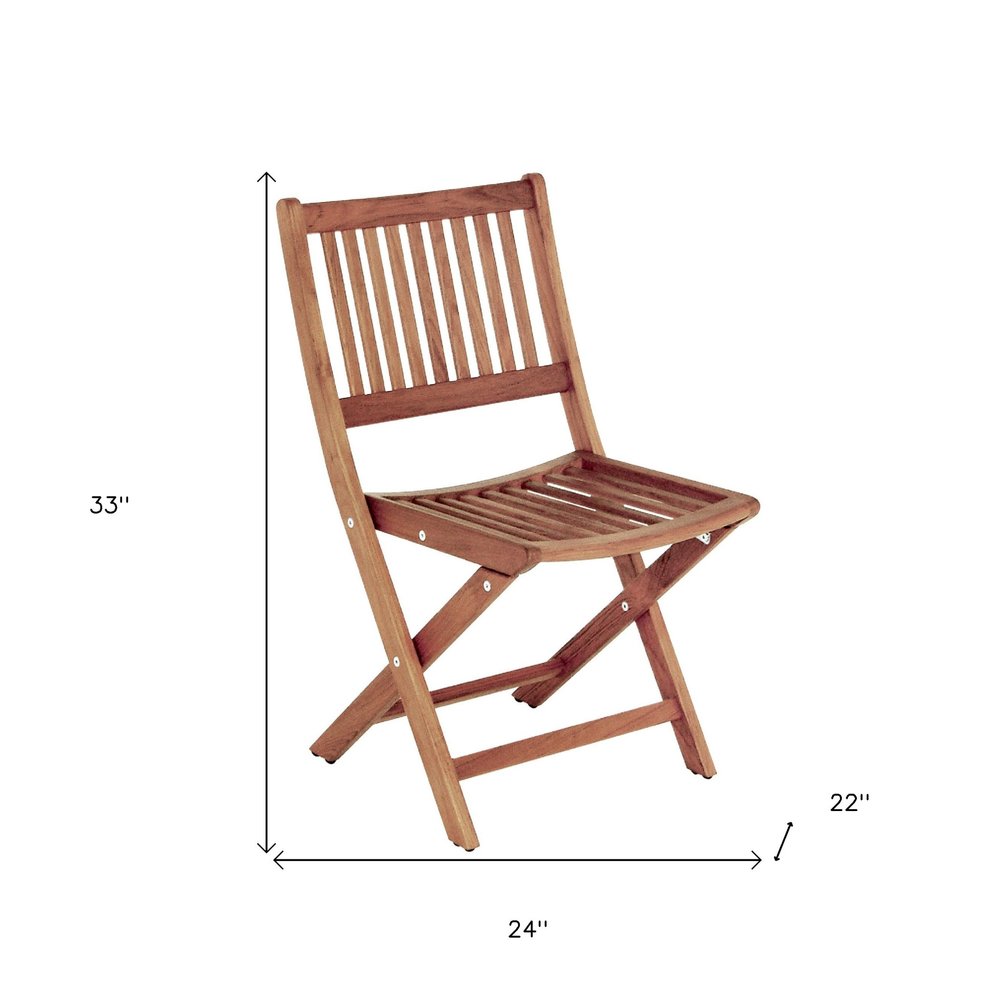 24" Brown Solid Wood Indoor/Outdoor Patio Deck Chair