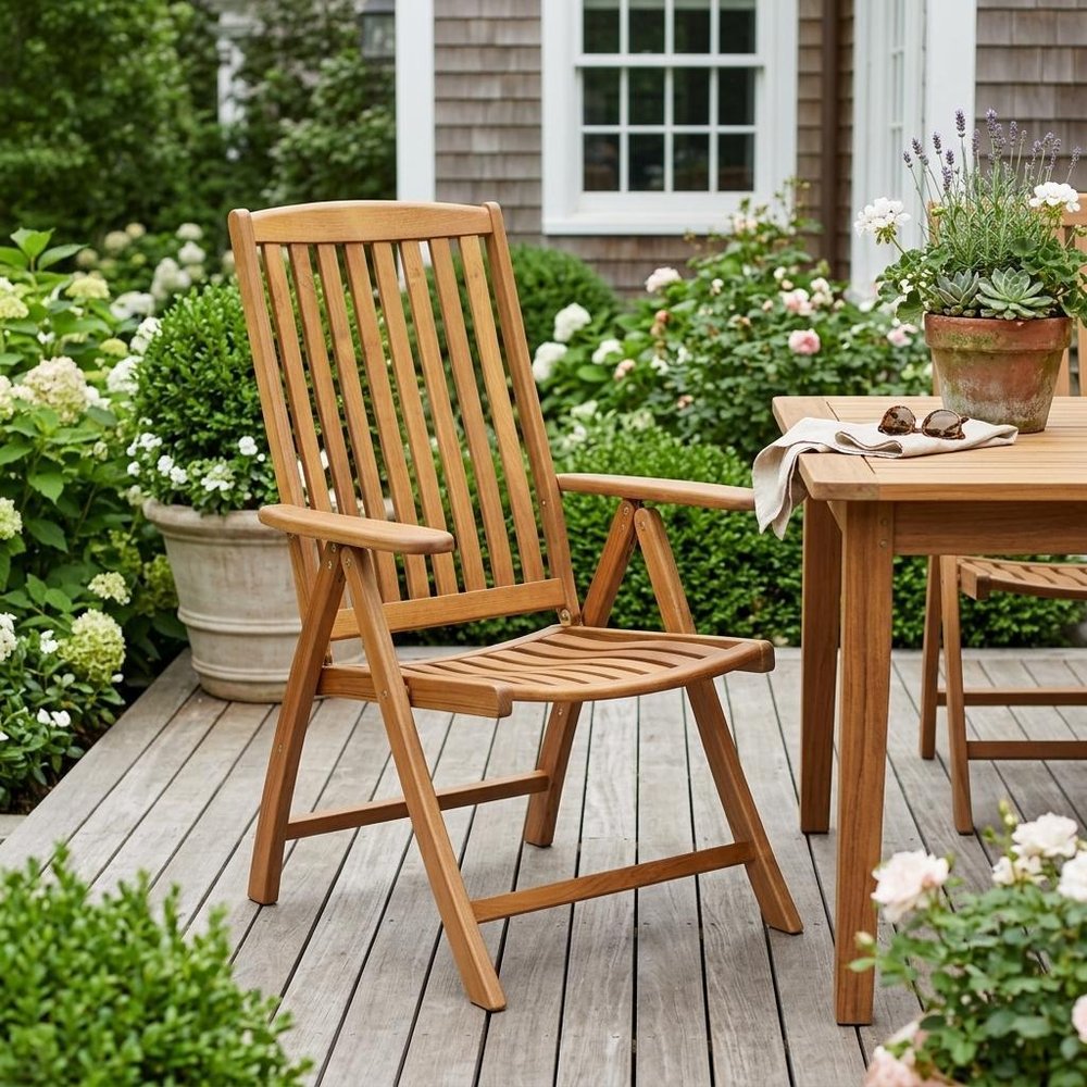 27" Brown Solid Wood Indoor/Outdoor Patio Arm Chair