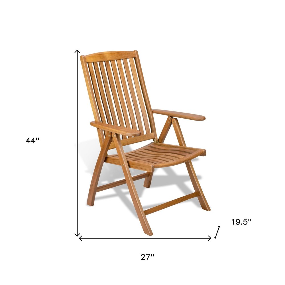27" Brown Solid Wood Indoor/Outdoor Patio Arm Chair