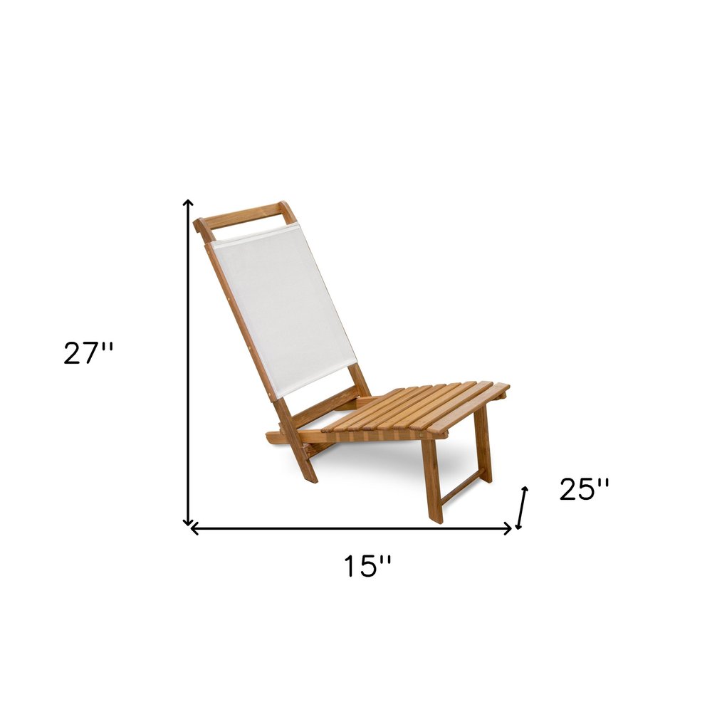 15" Brown and Natural Wood Solid Wood Outdoor Patio Deck Chair