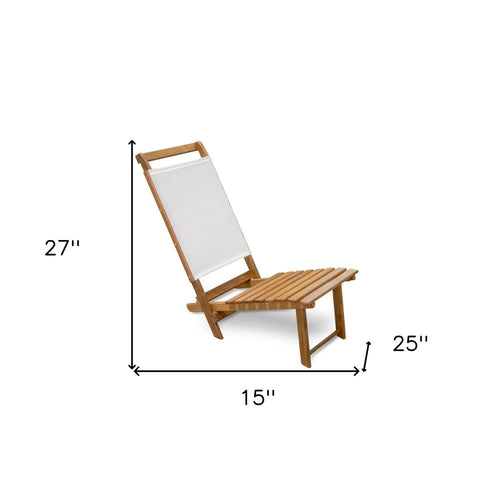 15" Brown and Natural Wood Solid Wood Outdoor Patio Deck Chair