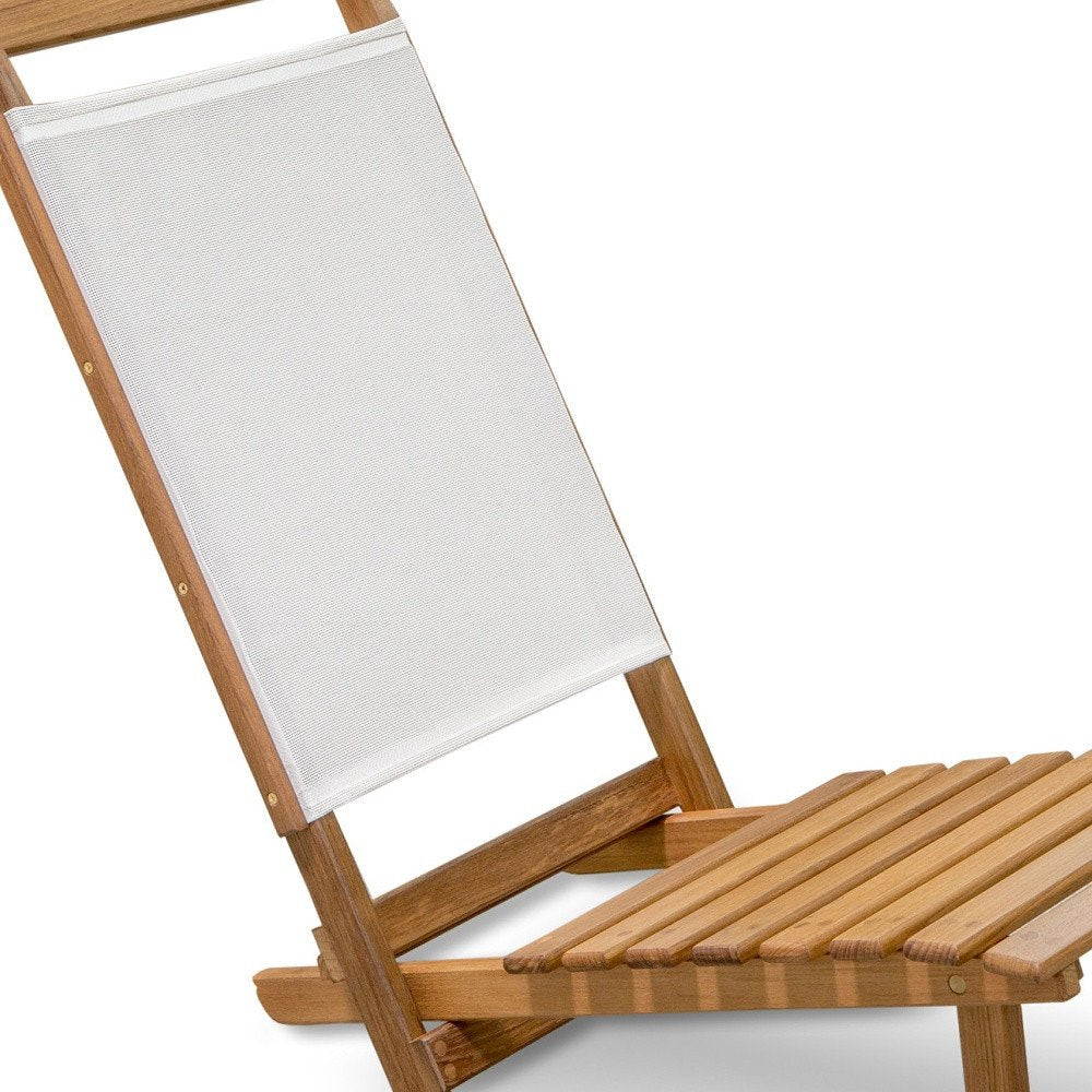 15" Brown and Natural Wood Solid Wood Outdoor Patio Deck Chair