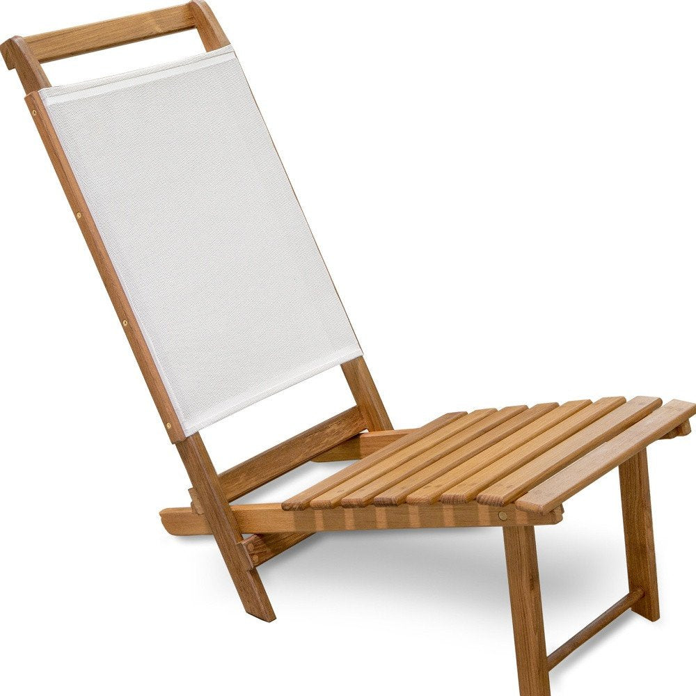 15" Brown and Natural Wood Solid Wood Outdoor Patio Deck Chair