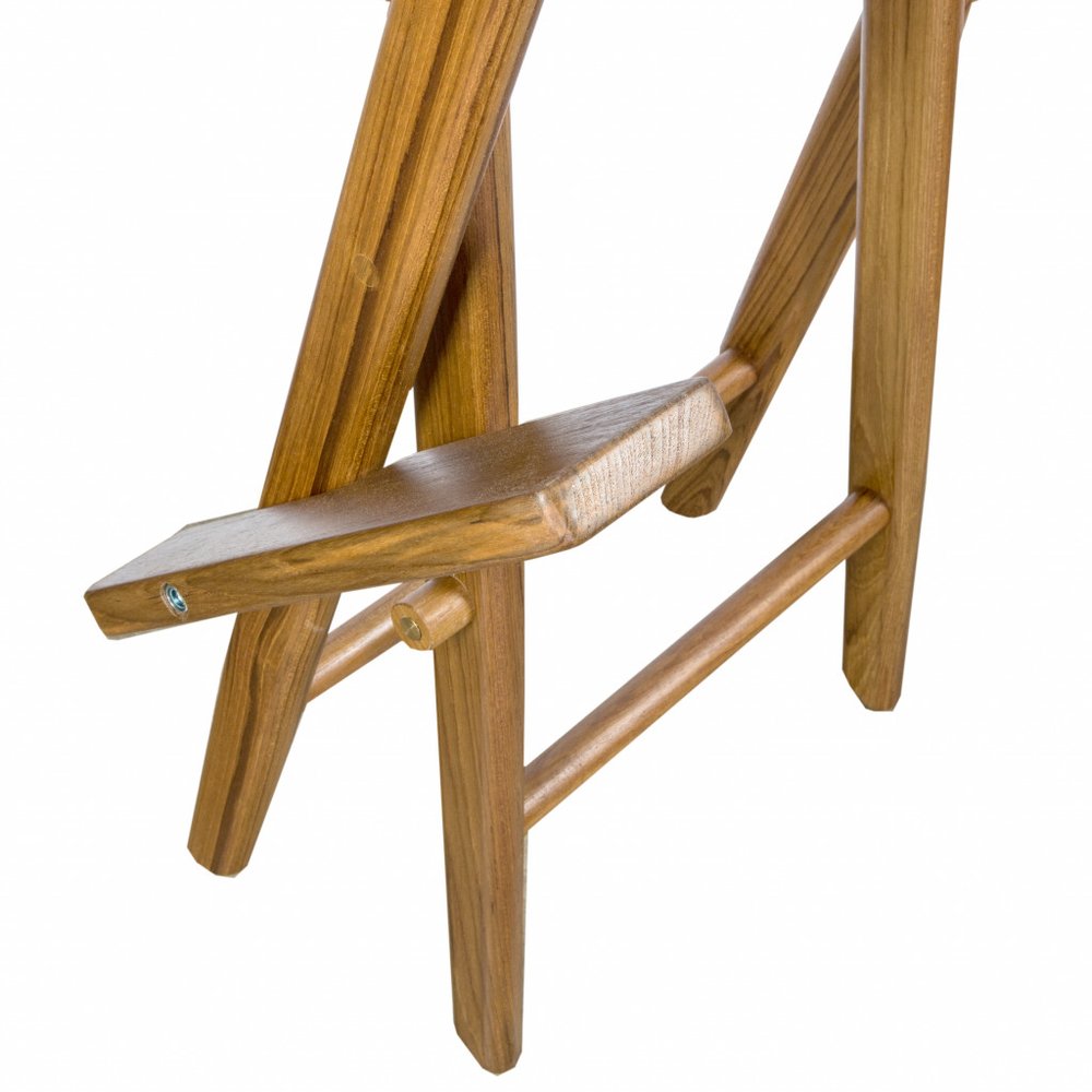 23" Ivory and Brown Solid Wood Indoor/Outdoor Patio Director Chair