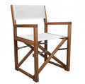 23" White and Natural Wood Solid Wood Indoor/Outdoor Patio Director Chair