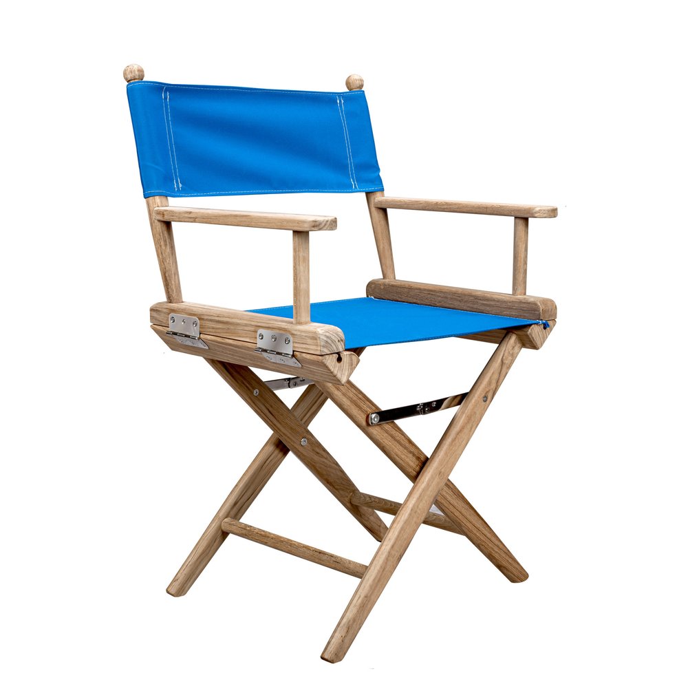 Blue & Brown Solid Wood Director Chair