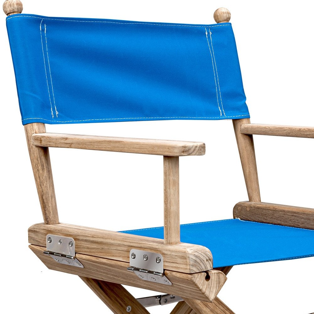 Blue & Brown Solid Wood Director Chair