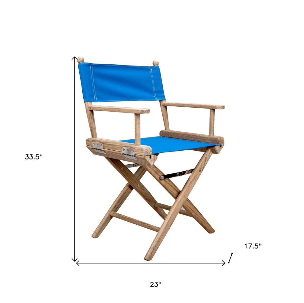 Blue & Brown Solid Wood Director Chair
