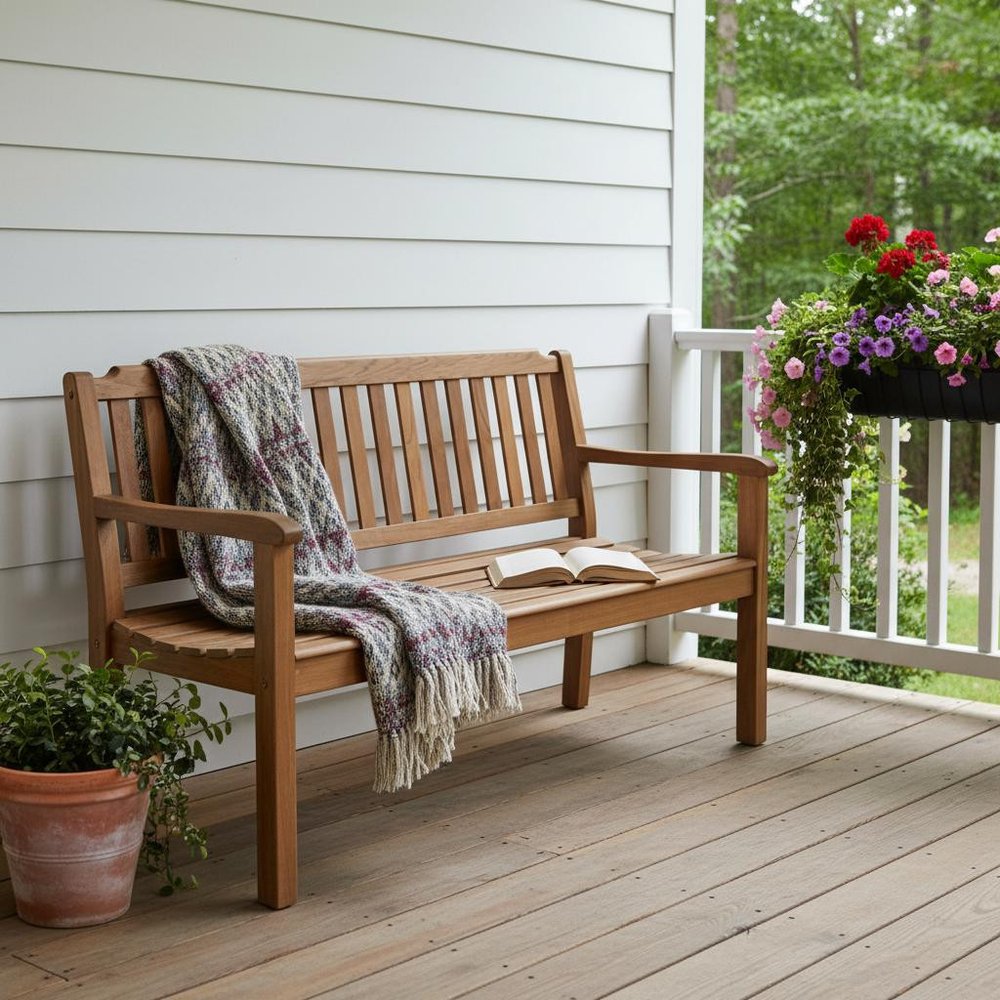 60" Teak Solid Wood Garden Outdoor Garden Bench
