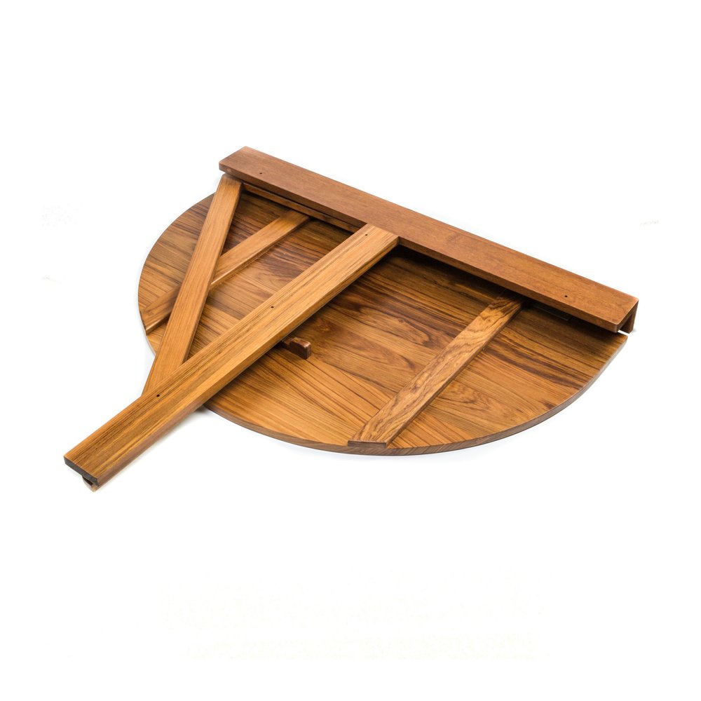 24" Brown Half Round Solid Wood Folding Outdoor Patio Balcony Table