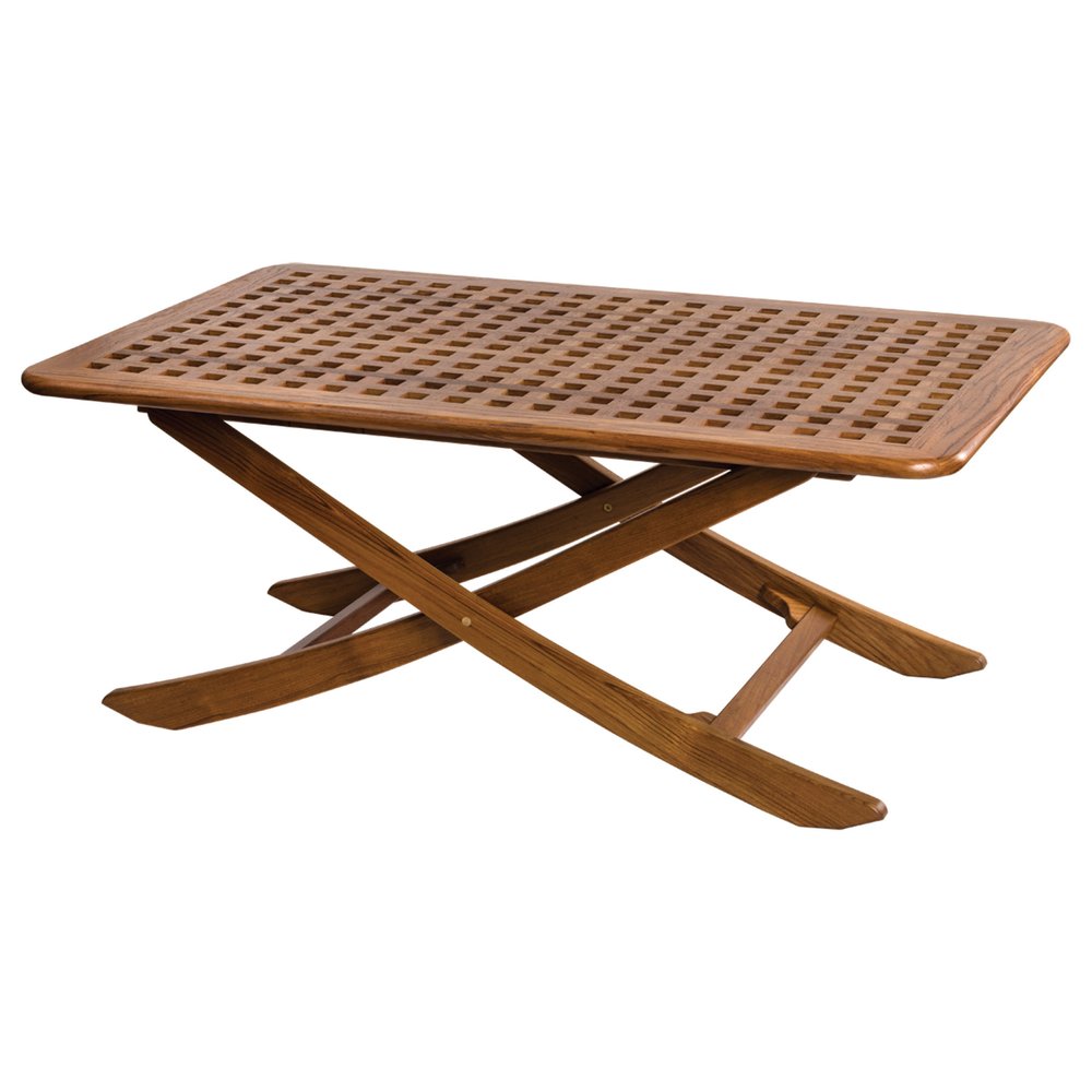 43" Brown Solid Wood Folding Outdoor Patio Side Table