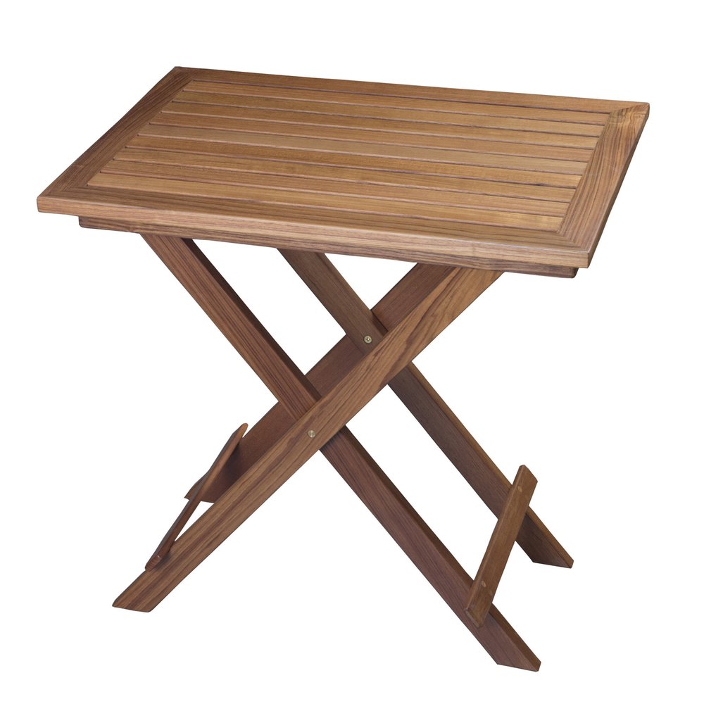 28" Brown Solid Wood Folding Outdoor Patio Side Table