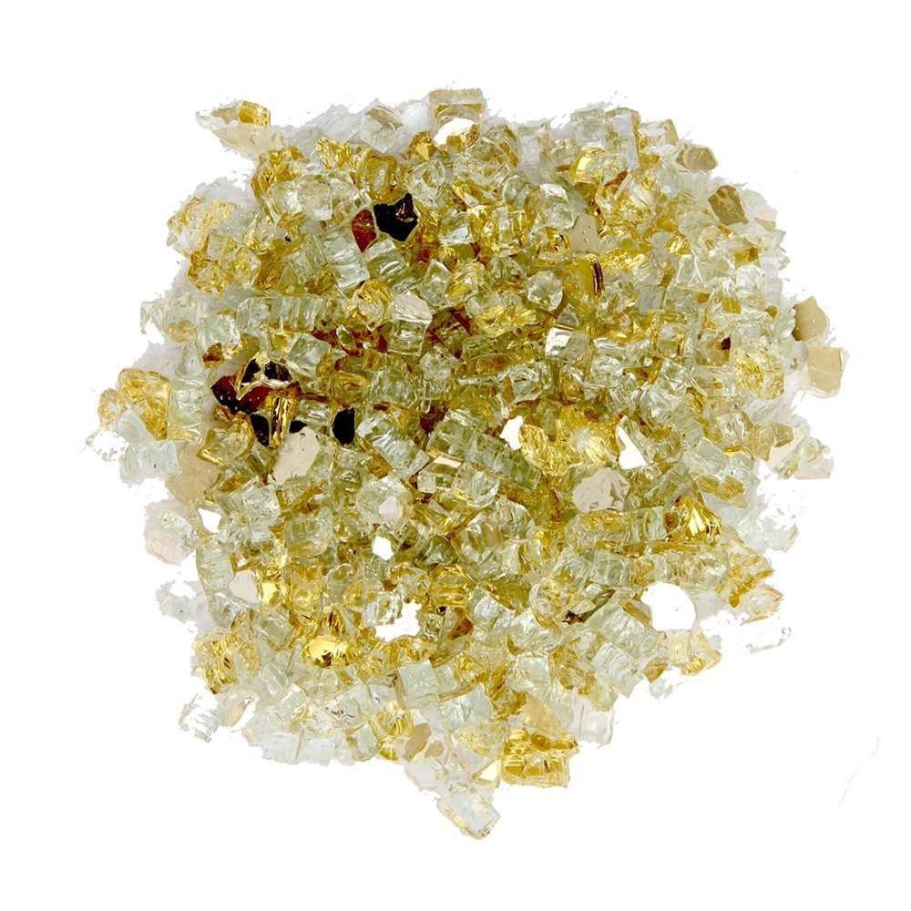 Gold Reflective Fire Pit Glass - Decorative Round Outdoor Fire Glass