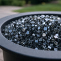Black Reflective Fire Pit Glass - Decorative Round Outdoor Fire Glass