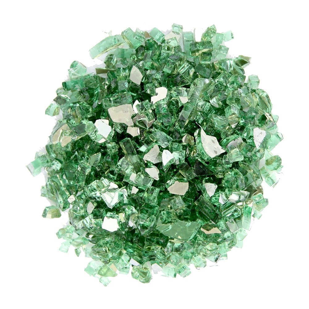Green Reflective Fire Pit Glass - Decorative Round Outdoor Fire Glass