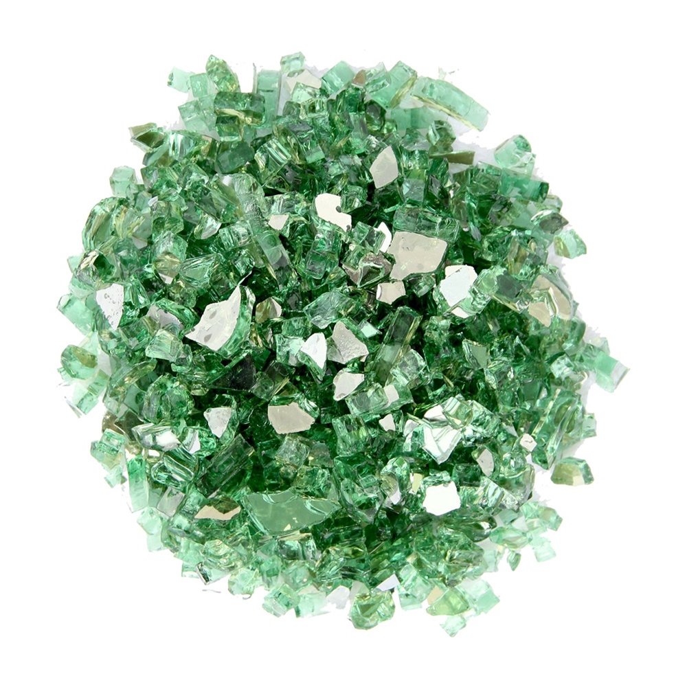 Green Reflective Fire Pit Glass - Decorative Round Outdoor Fire Glass