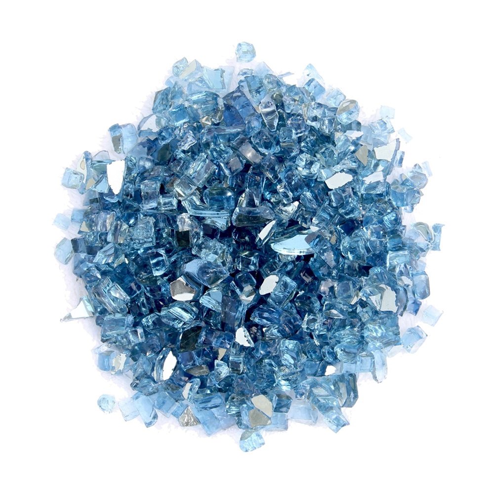 Sky Blue Reflective Fire Pit Glass - Decorative Round Outdoor Fire Glass