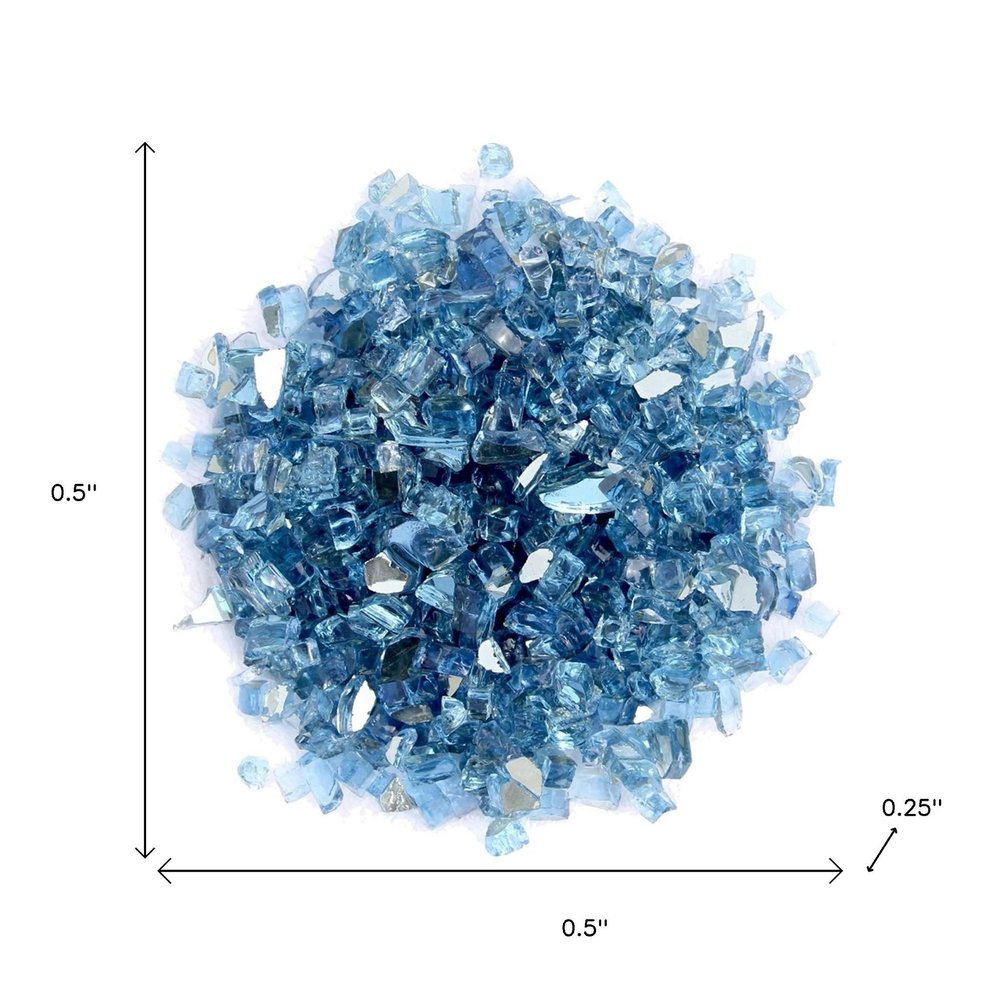 Sky Blue Reflective Fire Pit Glass - Decorative Round Outdoor Fire Glass