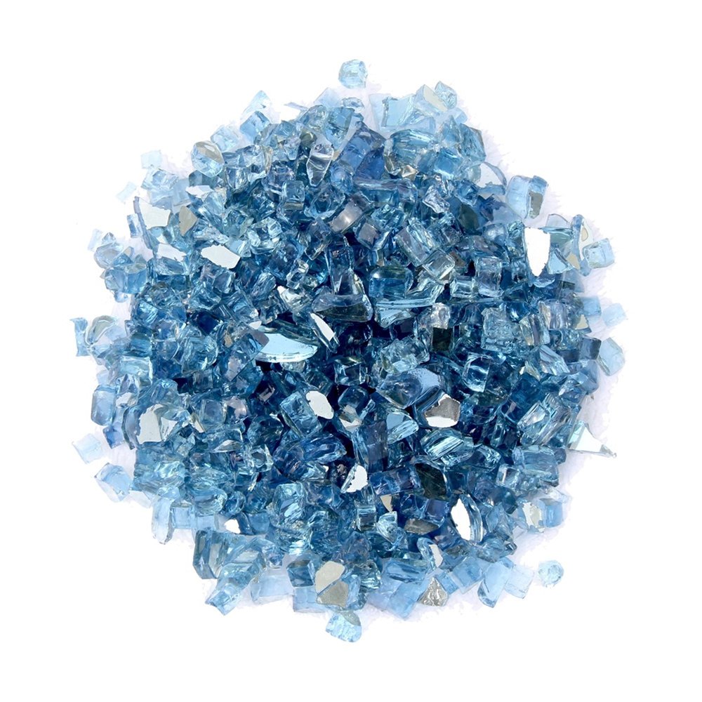Sky Blue Reflective Fire Pit Glass - Decorative Round Outdoor Fire Glass