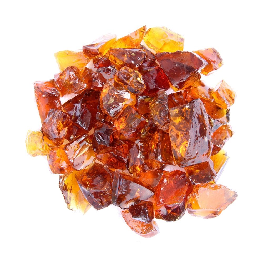 Amber Reflective Fire Pit Glass - Decorative Round Outdoor Fire Glass
