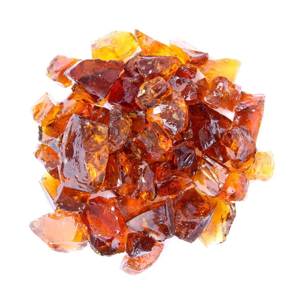 Amber Reflective Fire Pit Glass - Decorative Round Outdoor Fire Glass