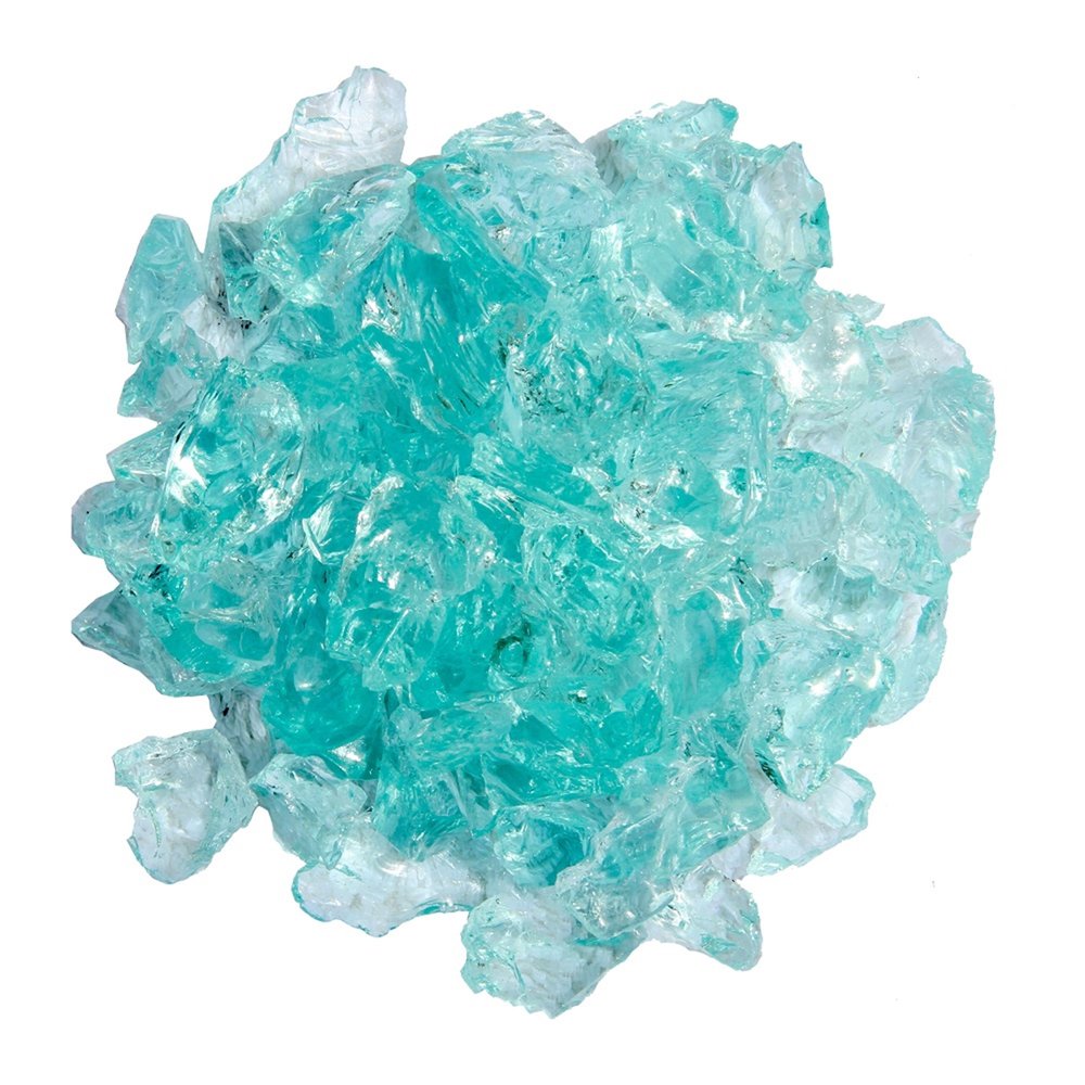 Aqua Reflective Fire Pit Glass - Decorative Round Outdoor Fire Glass