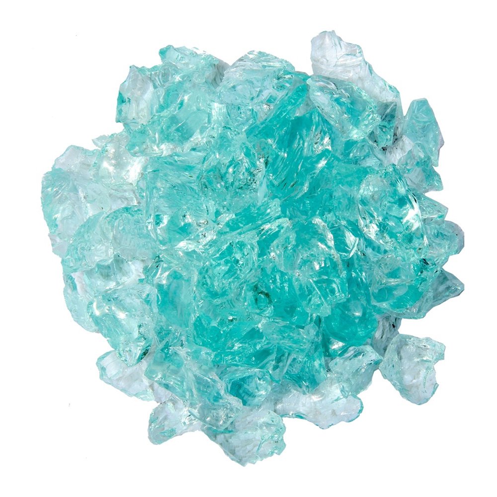 Aqua Reflective Fire Pit Glass - Decorative Round Outdoor Fire Glass