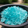 Aqua Reflective Fire Pit Glass - Decorative Round Outdoor Fire Glass