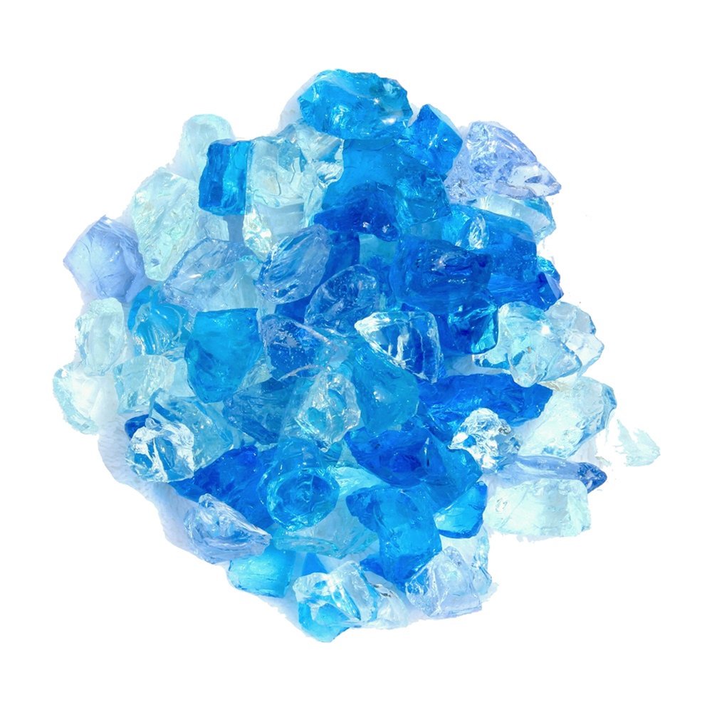 Blue Reflective Fire Pit Glass - Decorative Round Outdoor Fire Glass