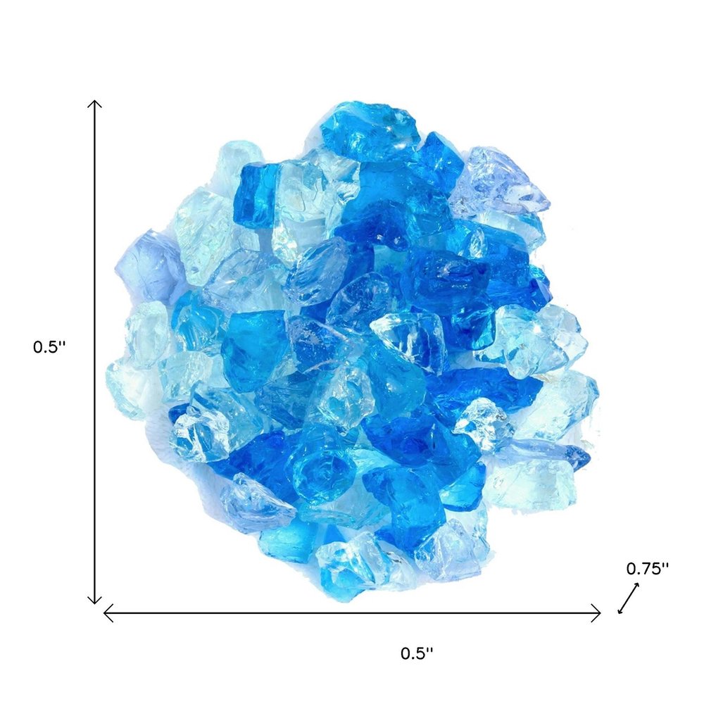 Blue Reflective Fire Pit Glass - Decorative Round Outdoor Fire Glass