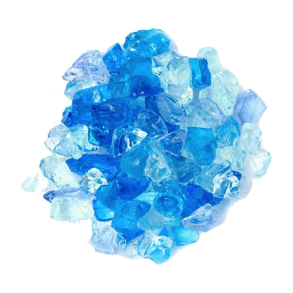 Blue Reflective Fire Pit Glass - Decorative Round Outdoor Fire Glass