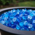 Blue Reflective Fire Pit Glass - Decorative Round Outdoor Fire Glass
