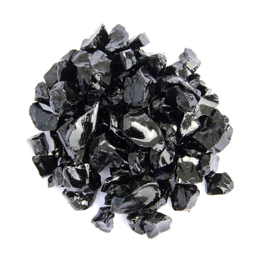 Black Reflective Fire Pit Glass - Decorative Round Outdoor Fire Glass