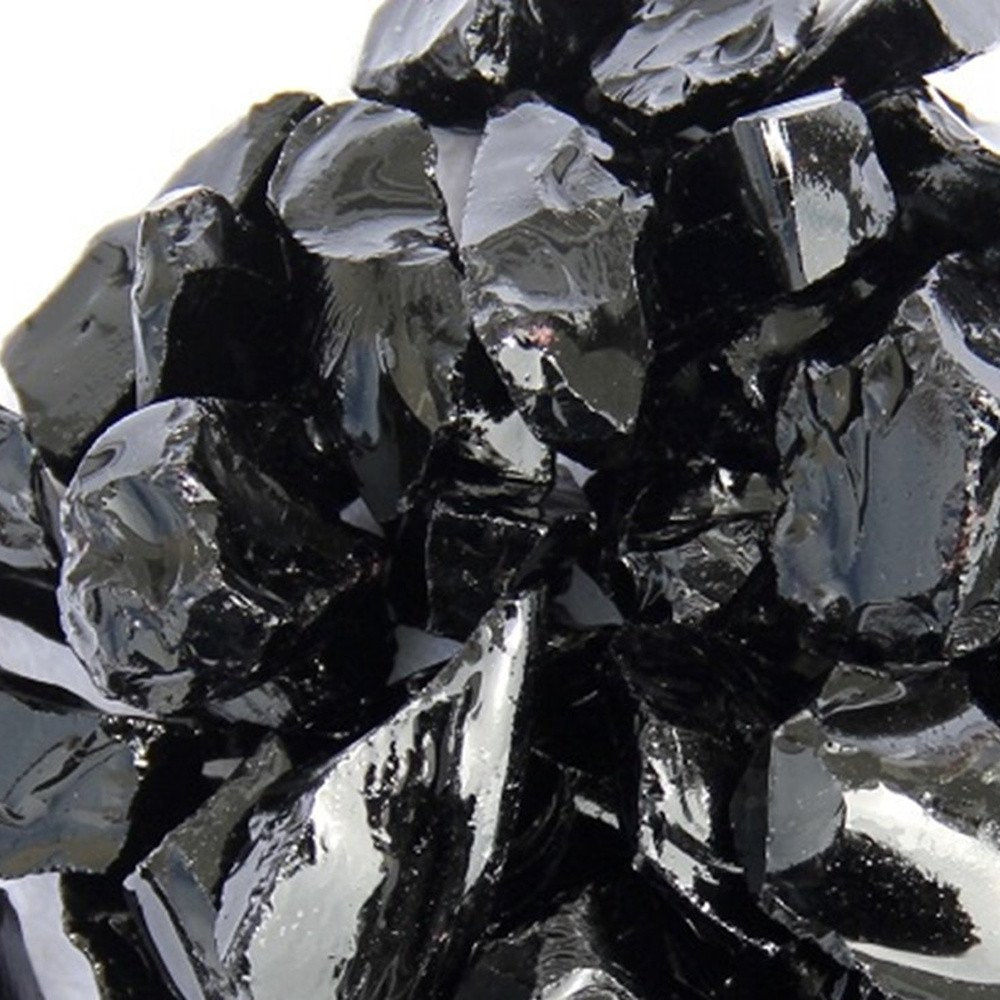 Black Reflective Fire Pit Glass - Decorative Round Outdoor Fire Glass