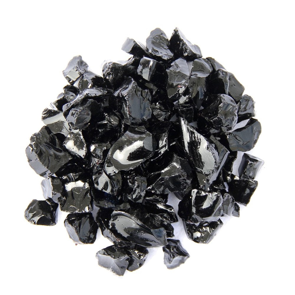 Black Reflective Fire Pit Glass - Decorative Round Outdoor Fire Glass