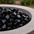 Black Reflective Fire Pit Glass - Decorative Round Outdoor Fire Glass