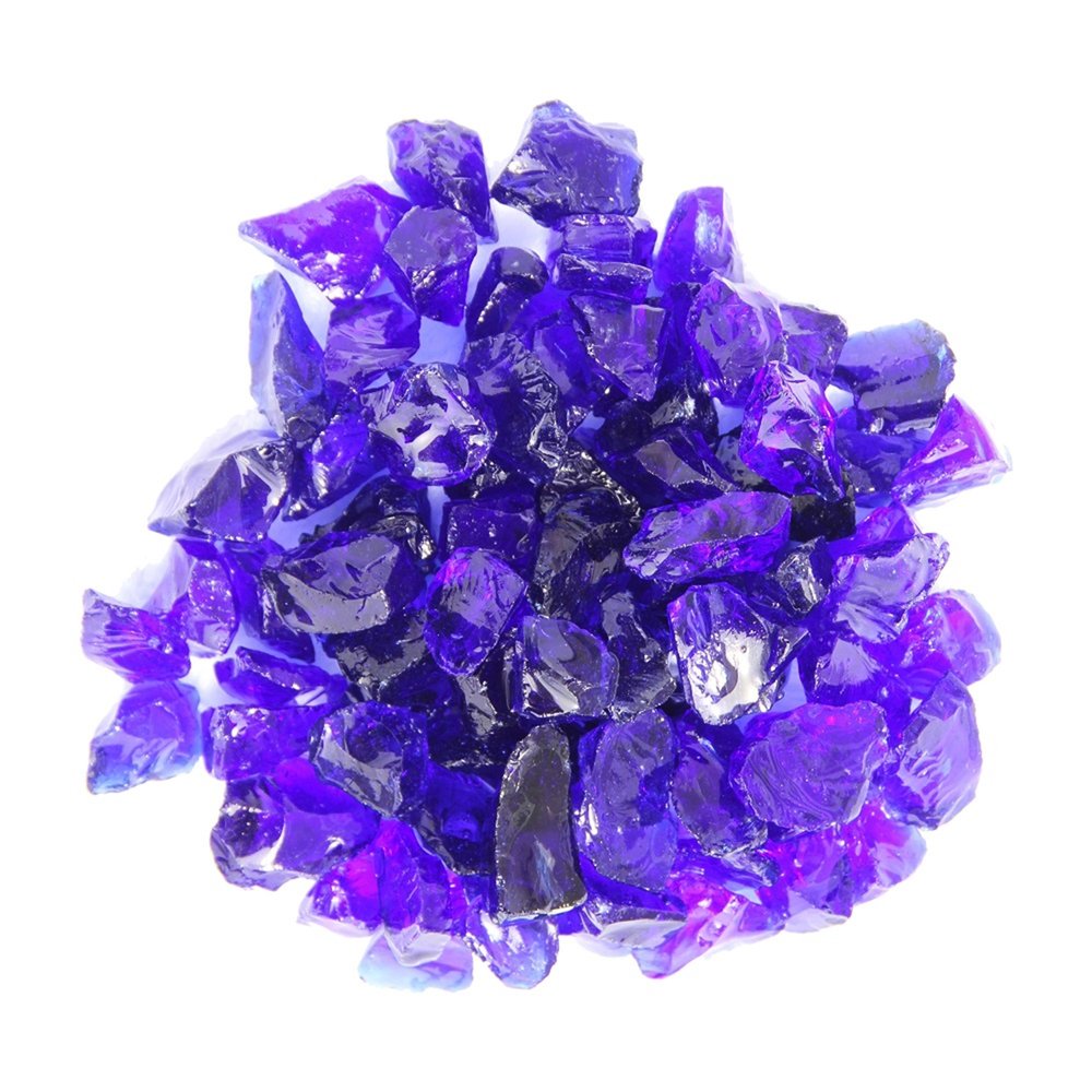 Cobalt Reflective Fire Pit Glass - Decorative Round Outdoor Fire Glass
