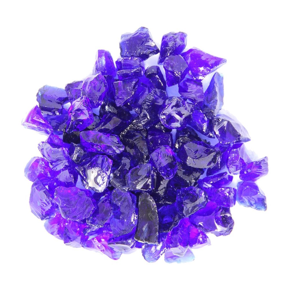 Cobalt Reflective Fire Pit Glass - Decorative Round Outdoor Fire Glass