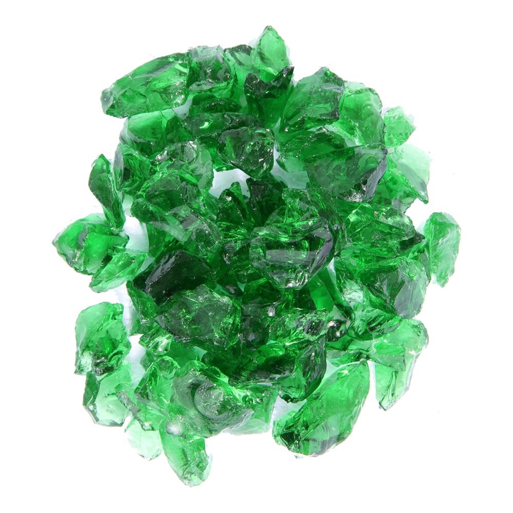 Green Reflective Fire Pit Glass - Decorative Round Outdoor Fire Glass