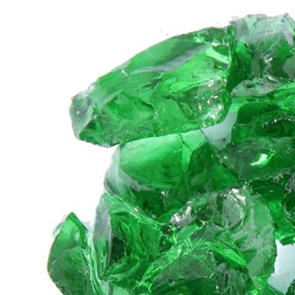 Green Reflective Fire Pit Glass - Decorative Round Outdoor Fire Glass