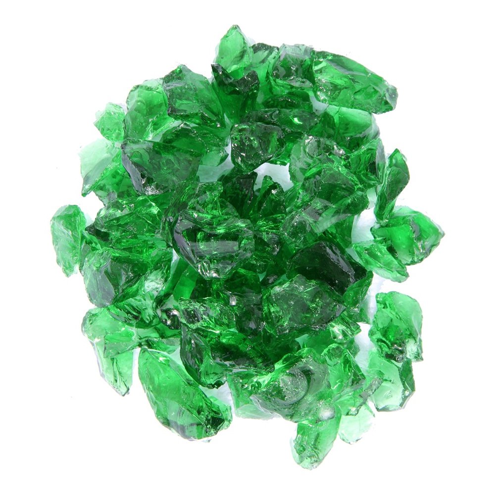 Green Reflective Fire Pit Glass - Decorative Round Outdoor Fire Glass